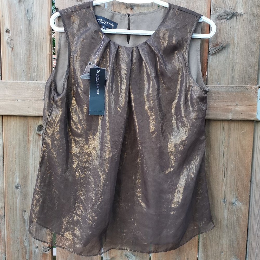 Jones New York Womens Blouse Size 6 Sleeveless Shiny brown top